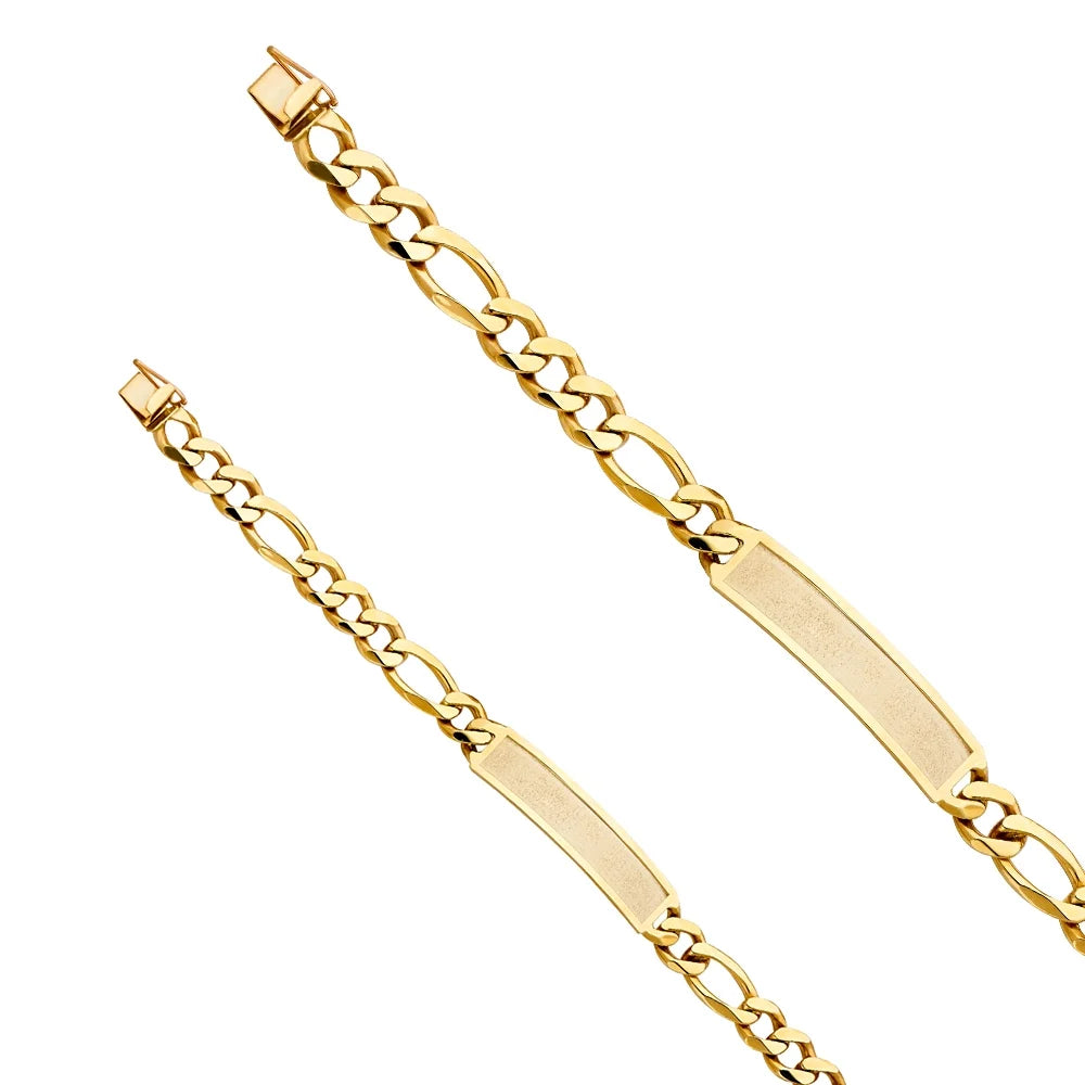 | Gold and for Weight Gift Jewelry 14KY for Bracelet 14k ID Women Men’s Figaro | Elegant | Chain Yellow - Link Men Bracelets 25.5 Gold 8.5"