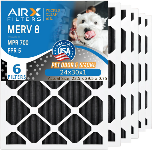 24x30x1 by WICKED FPR Air CLEAN AC AIR. 6 AIRX Odor Filter FILTERS to Comparable Furnace 5 Pack 8 HVAC Premium USA Carbon MPR MERV Filter & Filters Made Eliminator 700 24x30x1