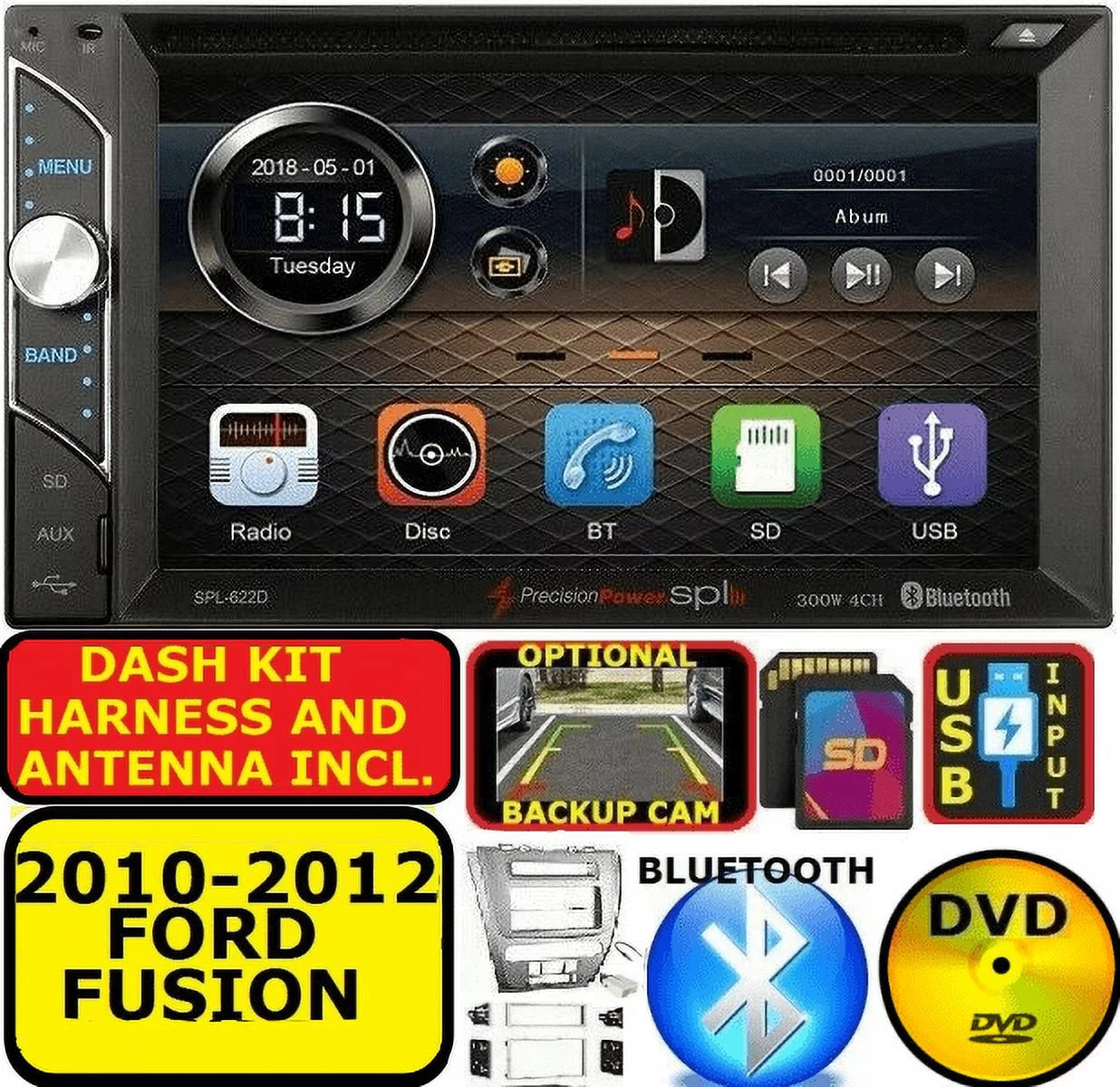 TOUCHSCREEN 2010-12 AM/FM FUSION PKG USB CAR RADIO FORD BLUETOOTH CD/DVD STEREO