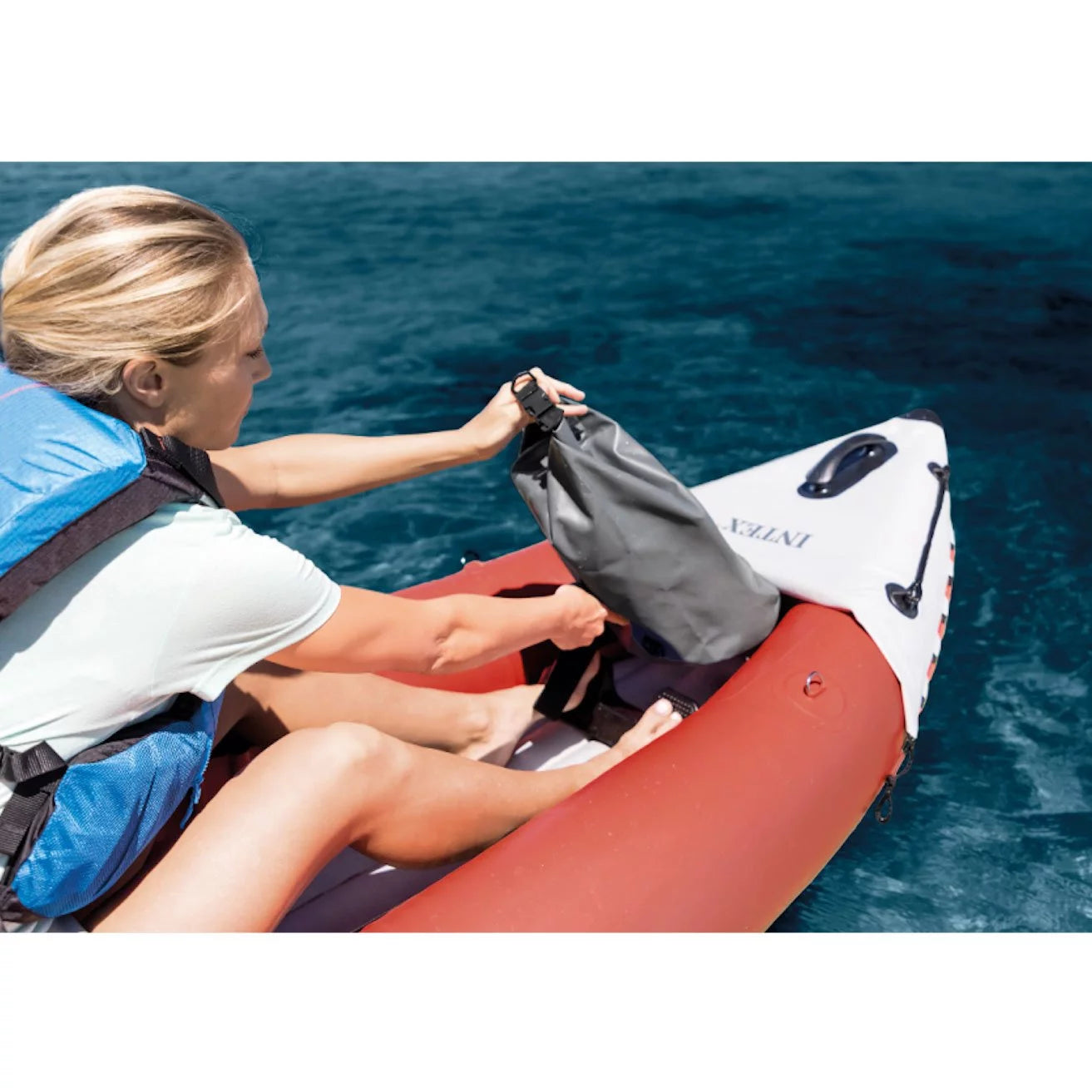 Vinyl Person (3 & Inflatable Excursion with 2 Oars Pump, Kayak Pro Pack) Red