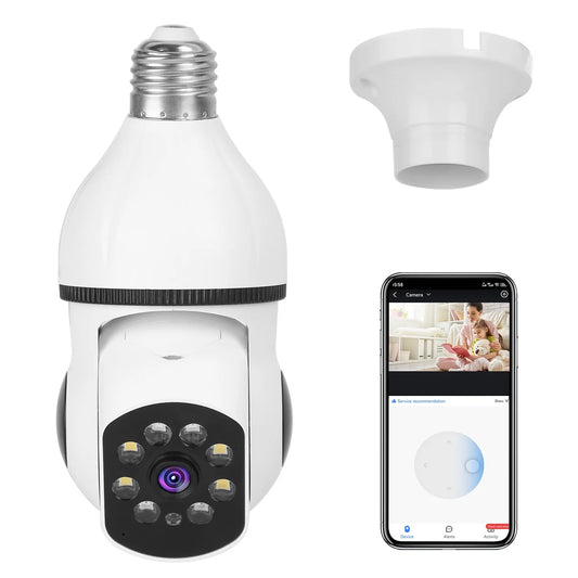 Camera Degree Vision Alarm Audio Surveillance WiFi E27 Wireless Bulb Control Camera APP 360 Electric Security Tracking Panoramic 1080P Motion Night iMounTEK Two-Way FHD