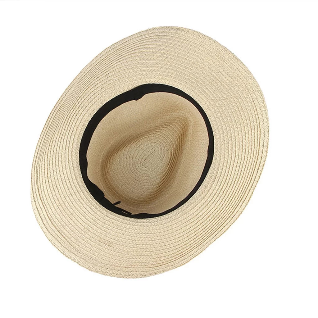 Straw Packable Big Western Hat Style Beige Women Sun Brim Trilby Cowboy Floppy