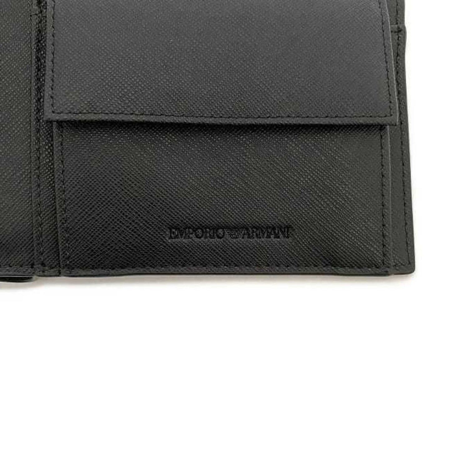 men's Emporio New) Armani (Like EMPORIO black leather Y4R165 wallet white folio ARMANI Pre-Owned