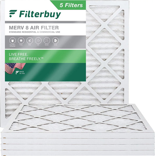 19x19x1 Filterbuy (5-Pack) Filters HVAC Air Pleated AC Furnace MERV 8