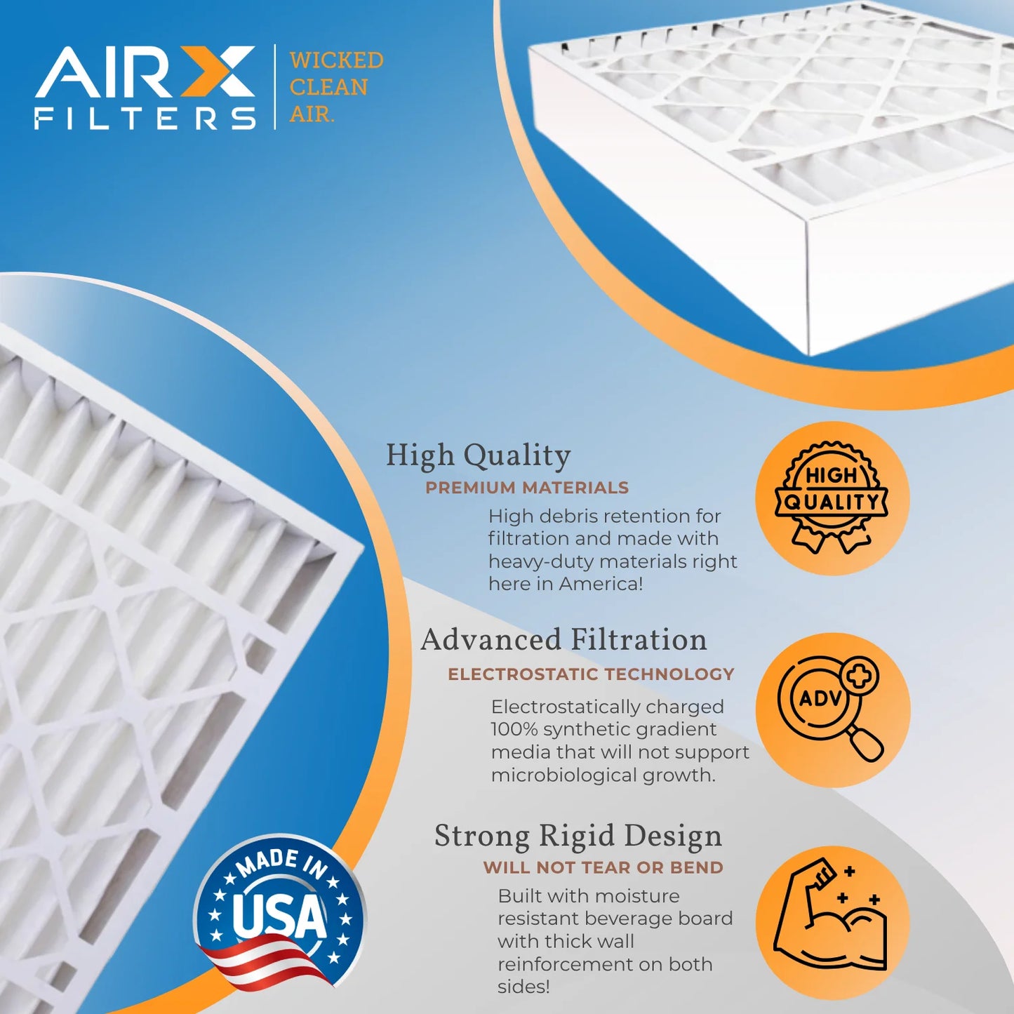 Filter FILTERS Air CLEAN to 255649-101 - 16x25x3 Furnace Filter 3 Premium with Compatible 13 Pack AIRX 16x25x3 MERV FPR by Air 9 AIR. MPR WICKED Bear USA 2200 1500 & Made Comparable