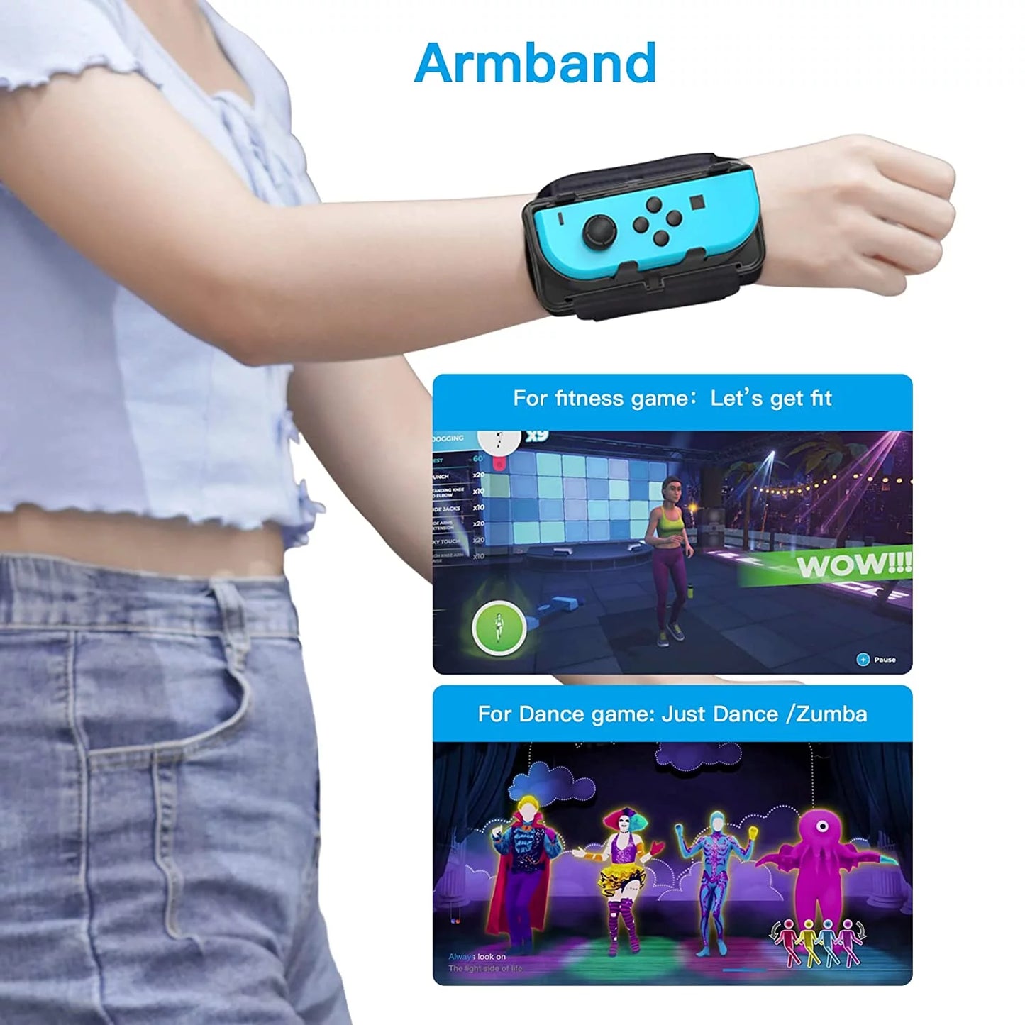 and Switch strap Dance New Arm Upgrade Sports/Ring Compatible Adventure/Just Leg with Fit 2-in-1 Nintendo