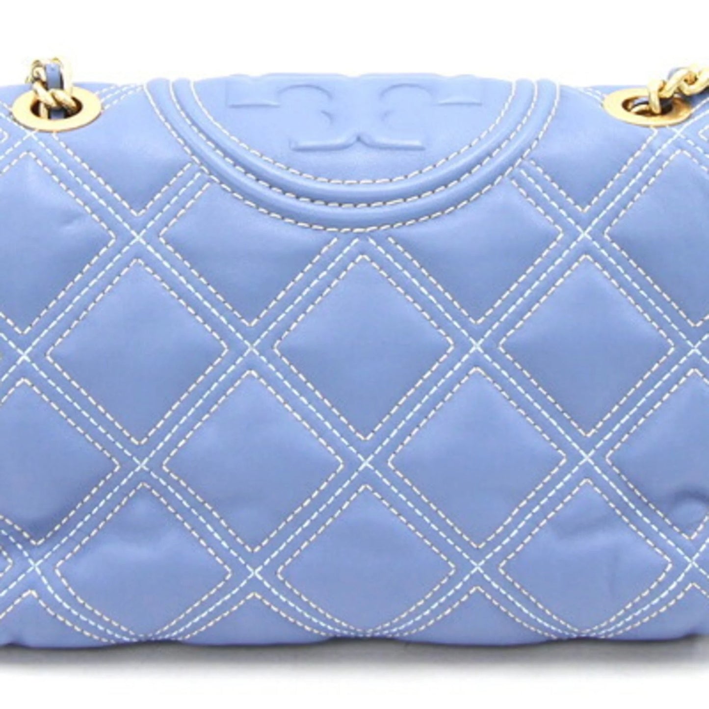 Burch blue stitch bag TORY soft BURCH 64424 convertible chain Fleming CONTRAST shoulder contrast Tory STITCH New) (Like ladies light SOFT Pre-Owned CONVERTIBLE leather FLEMING