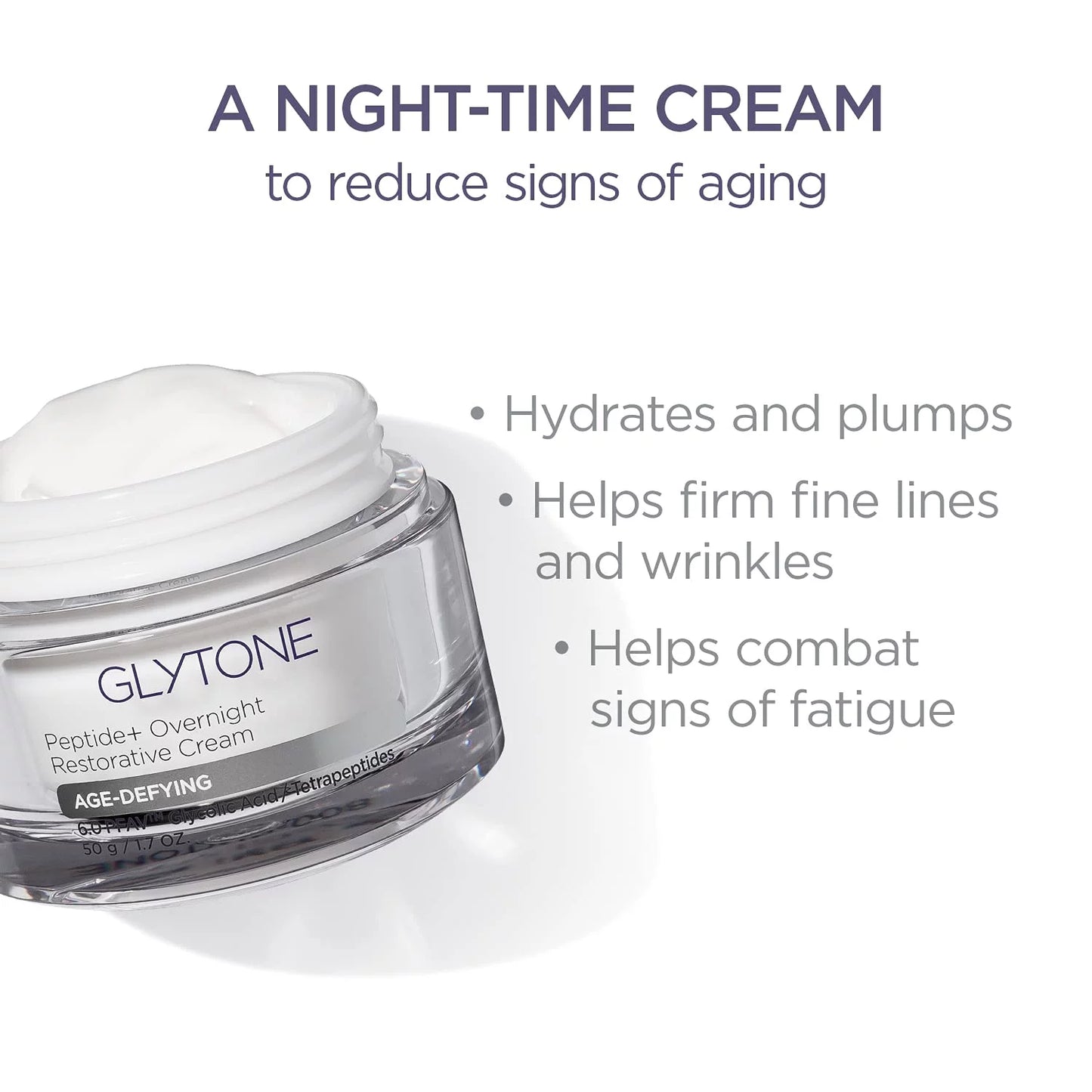 Cream, Age-Defying fl Dermatologist-Tested, Glytone 1.7 Fragrance-Free, Paraben-Free, Peptide+ Restorative oz Overnight