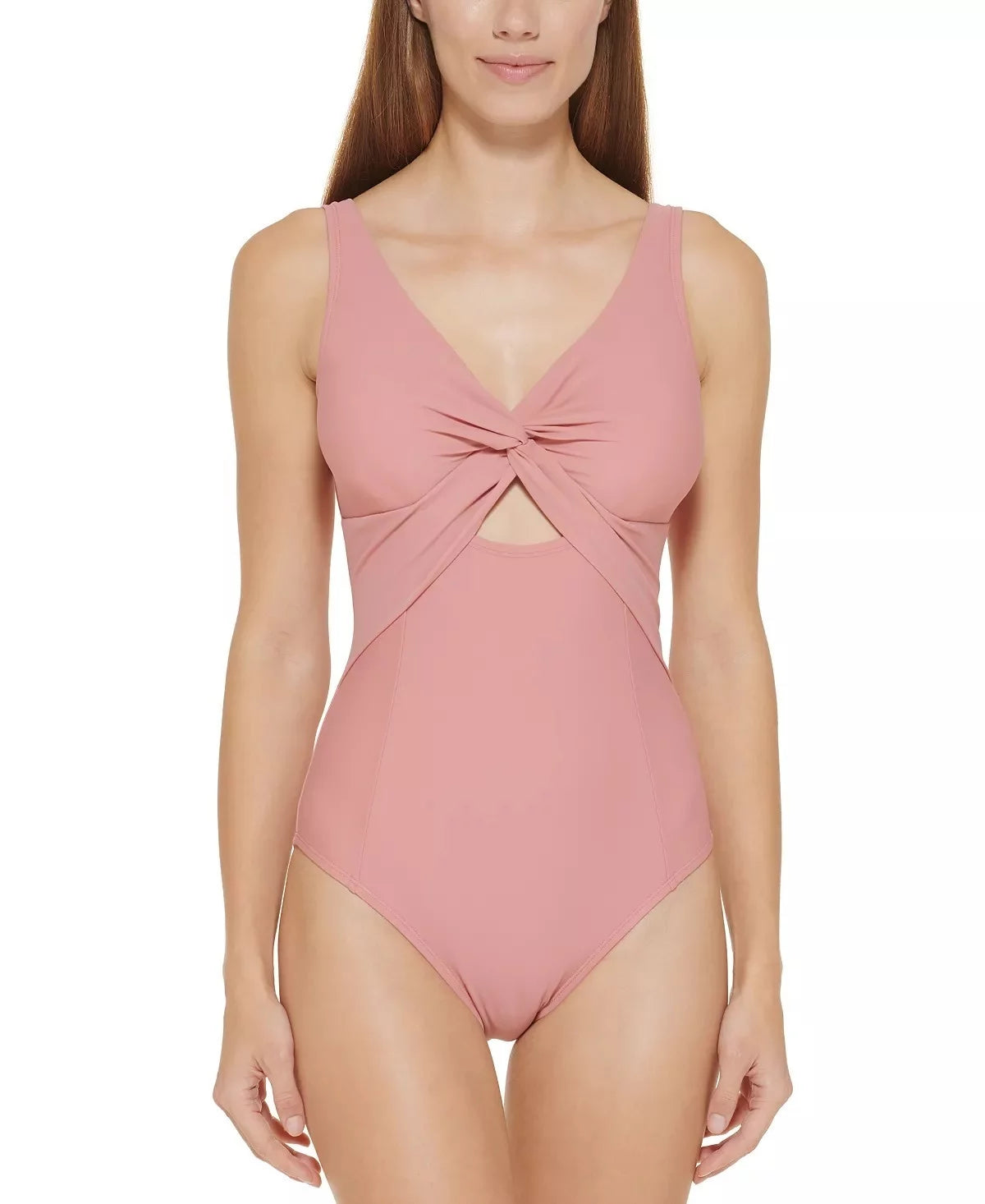 Peek Boo Women's A Dkny Swimsuit One 14 Twist Piece Size Pink