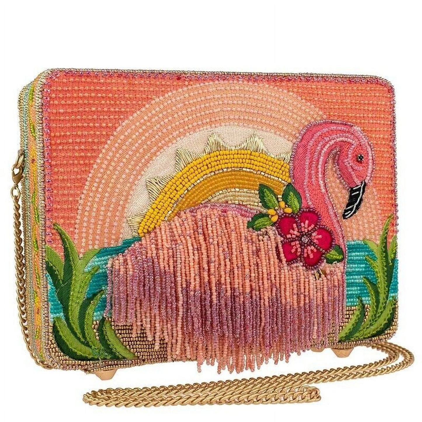 New Tropics Handbag Pink Beaded Frances Mary Flamingo Multi Bag Crossbody