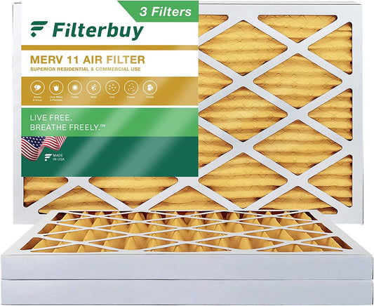 (3-Pack) Air Filterbuy AC MERV HVAC 11 Furnace Filters 8x24x2 Pleated