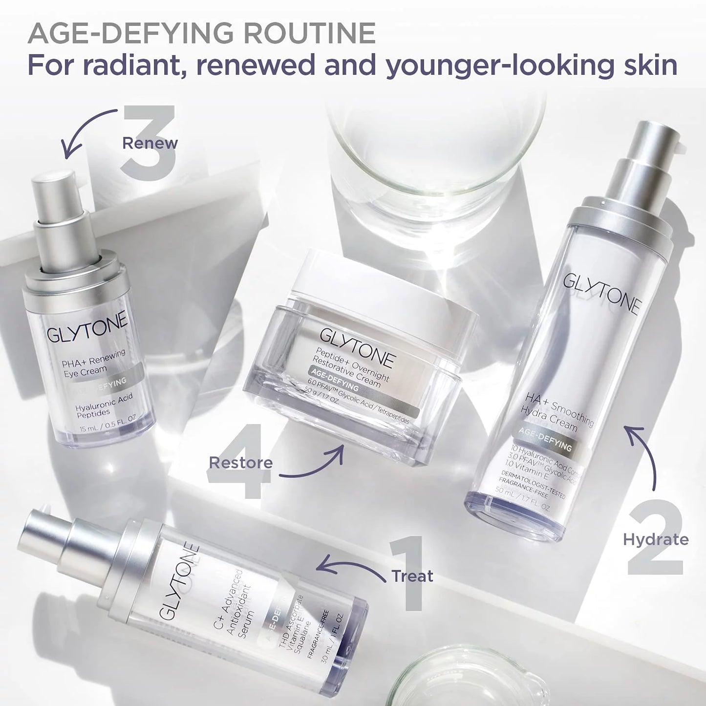 Cream, Age-Defying fl Dermatologist-Tested, Glytone 1.7 Fragrance-Free, Paraben-Free, Peptide+ Restorative oz Overnight