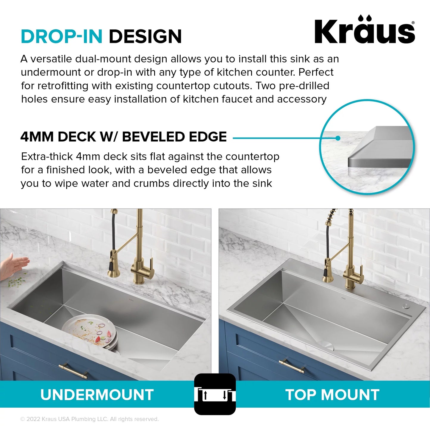 with Undermount Sink Accessories Single Drop-In / Stainless Gauge Bowl Steel in. Kore Kitchen Workstation16 33 Kraus