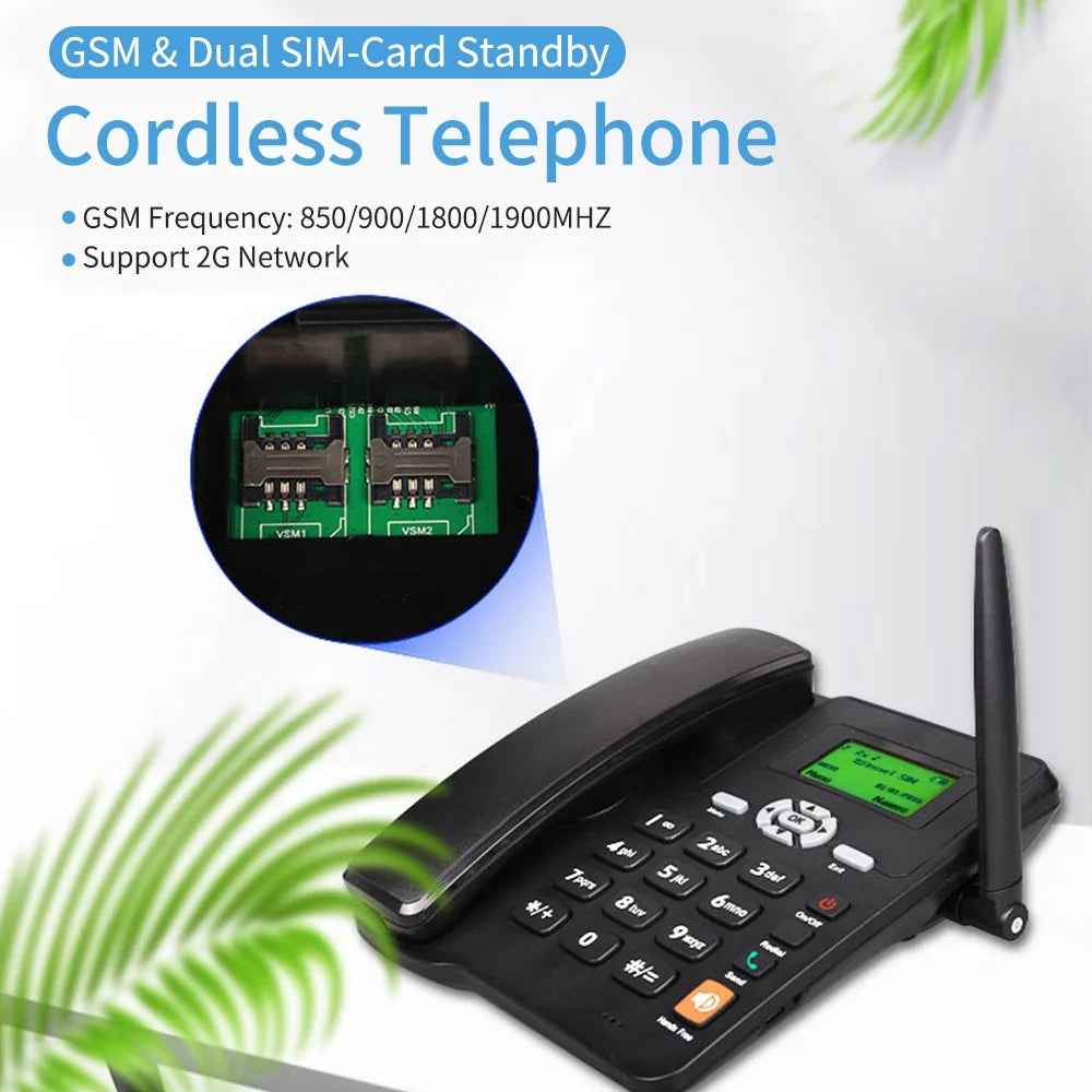 Phone for with Home and and Desktop Set GSM Cards Use Cordless SIM Bisofice Office Dual Support Telephone