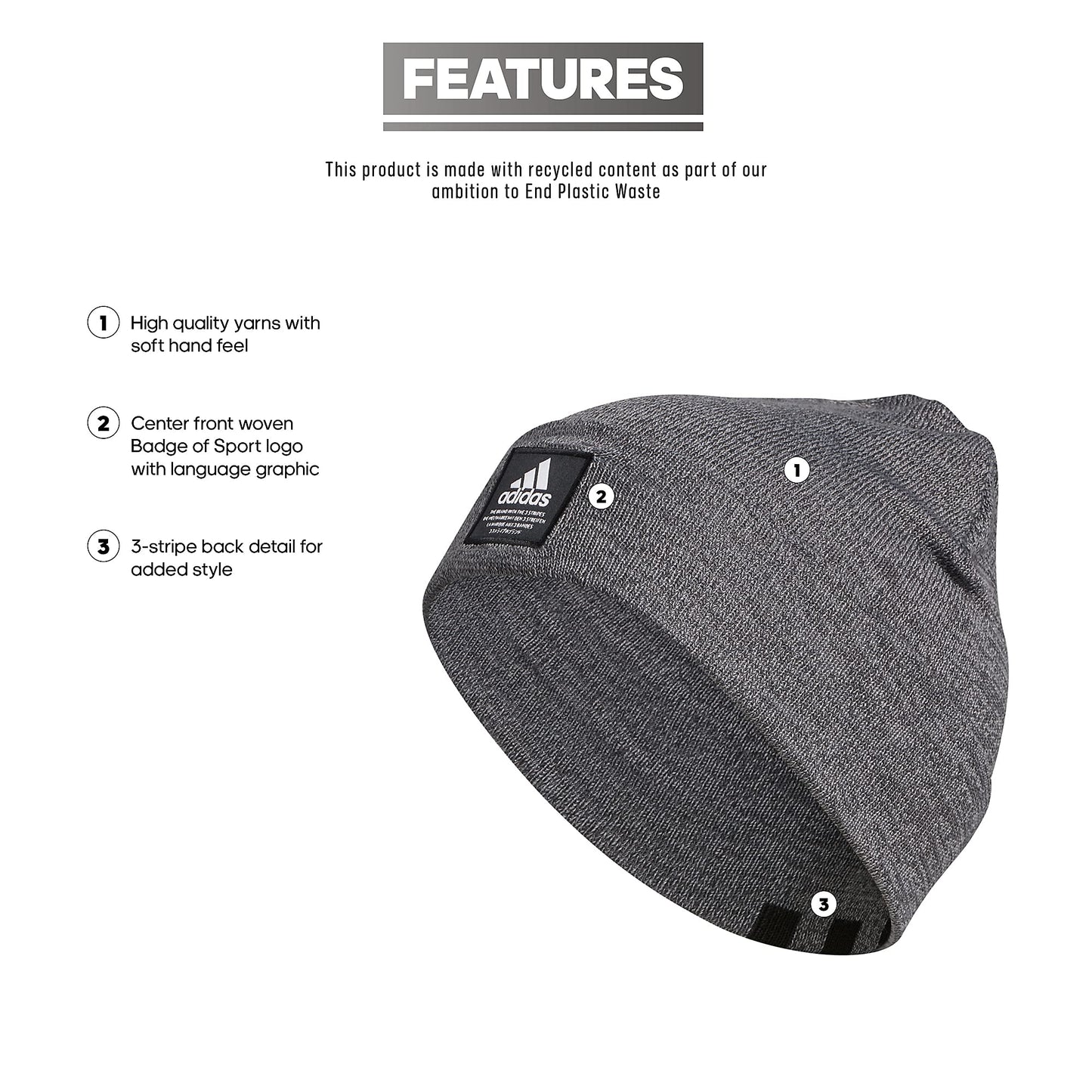 Beanie, Twist/Black/White Men's adidas F21, Size Fold Amplifier Carbon-Grey One