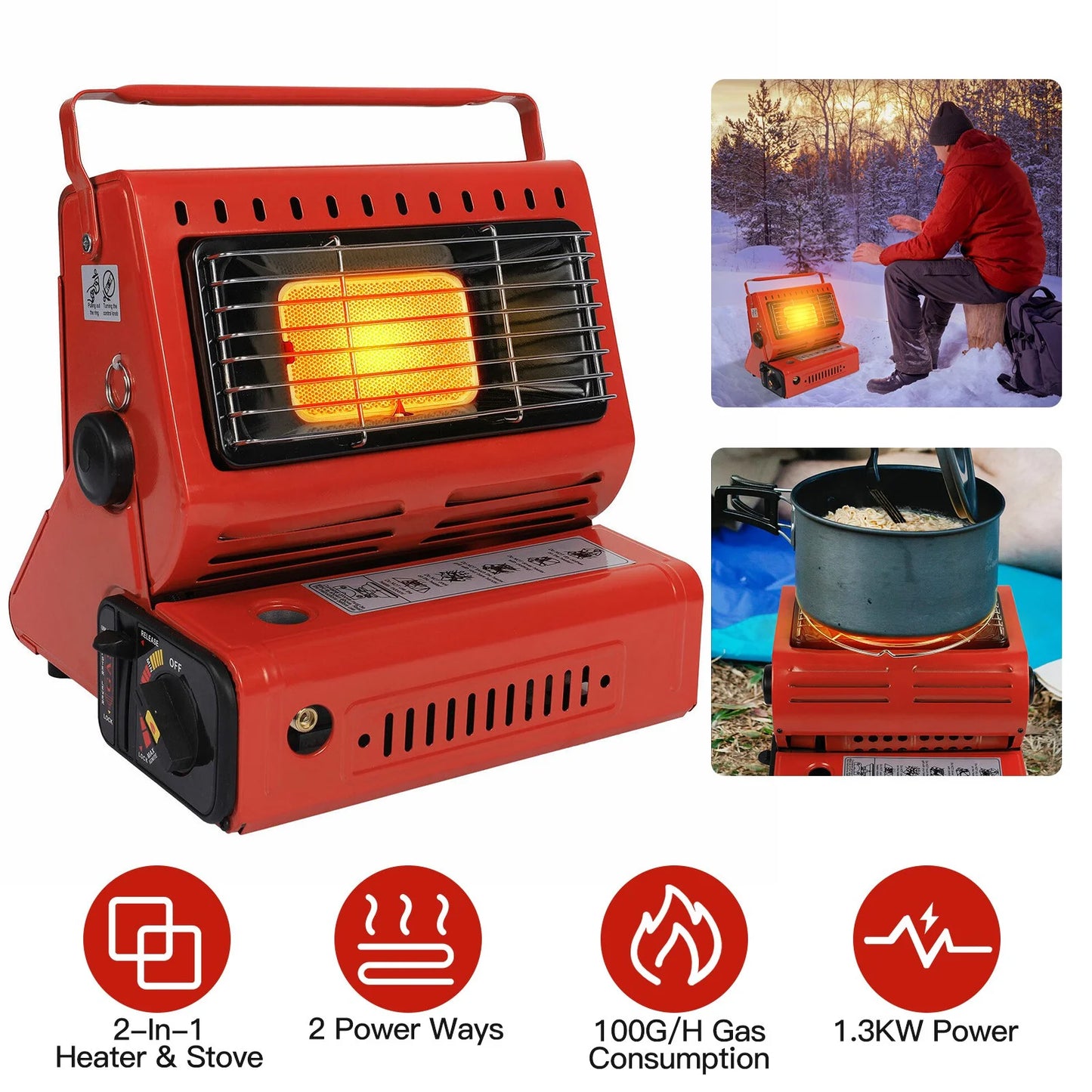 1 Heaters Heater Gas 2 Butane Camping Portable Fishing in Inside Home Burner iMounTEK for Use,