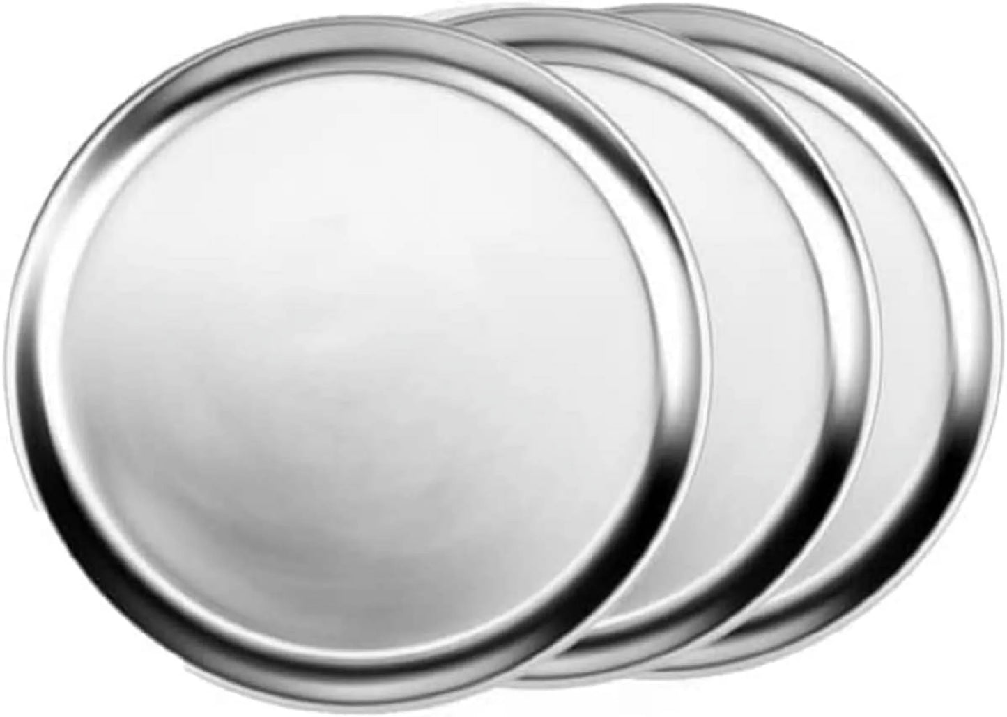 Round Aluminum 3 Baking Tray Pizza Rim- Pizzeria Restaurants for Tray & 16” Pizza of Round Pan Baking Home Wide Bakeware Pizza Kitchen Tray Pan TrueCraftware- Set Tray