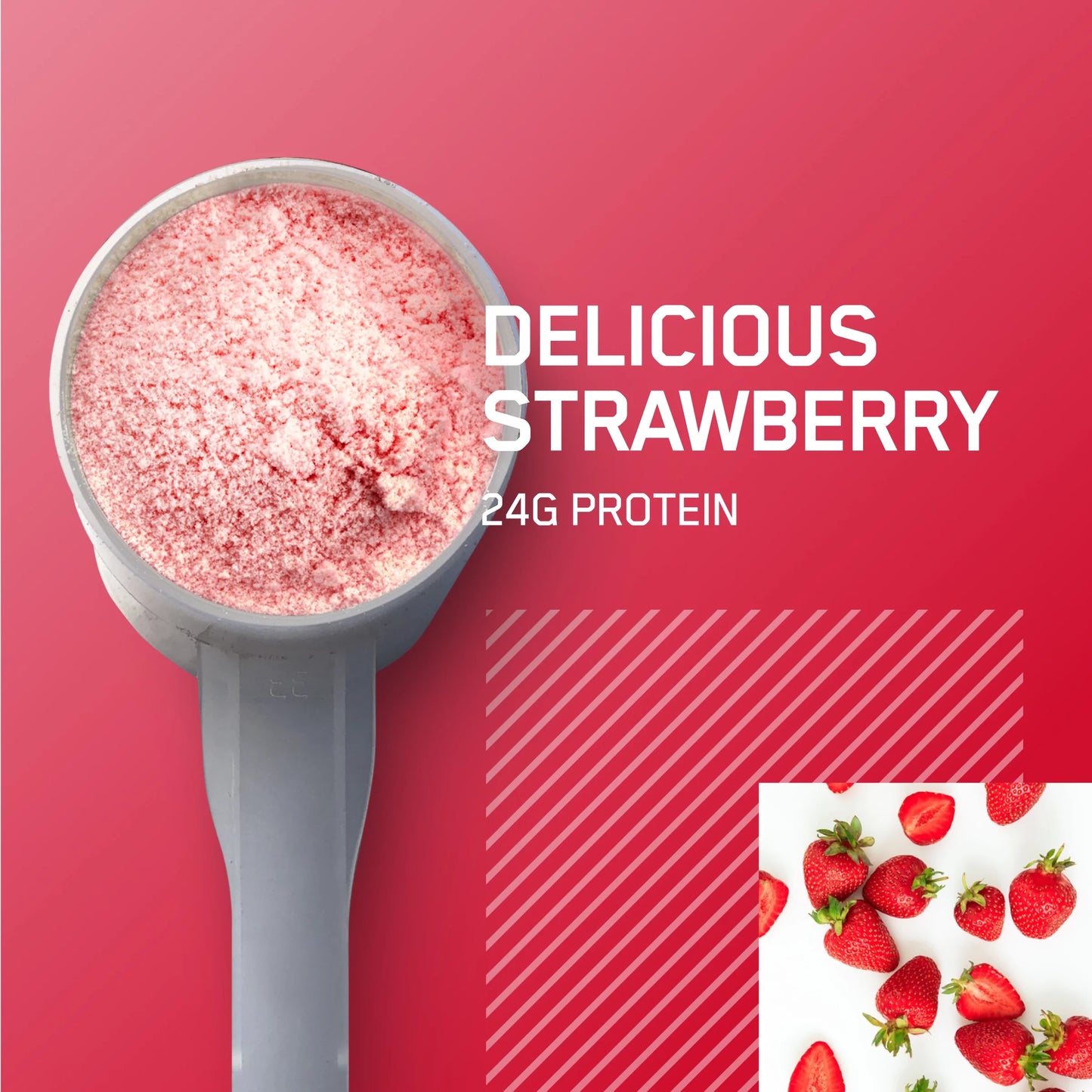 10 lb, Delicious Whey Nutrition, 100% Strawberry, 146 Powder, Standard Servings Optimum Gold Protein