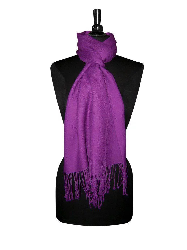 Solid 100% Pashmina Wrap Wool Scarf INDIGO PURPLE Biagio Color Shawl Womens