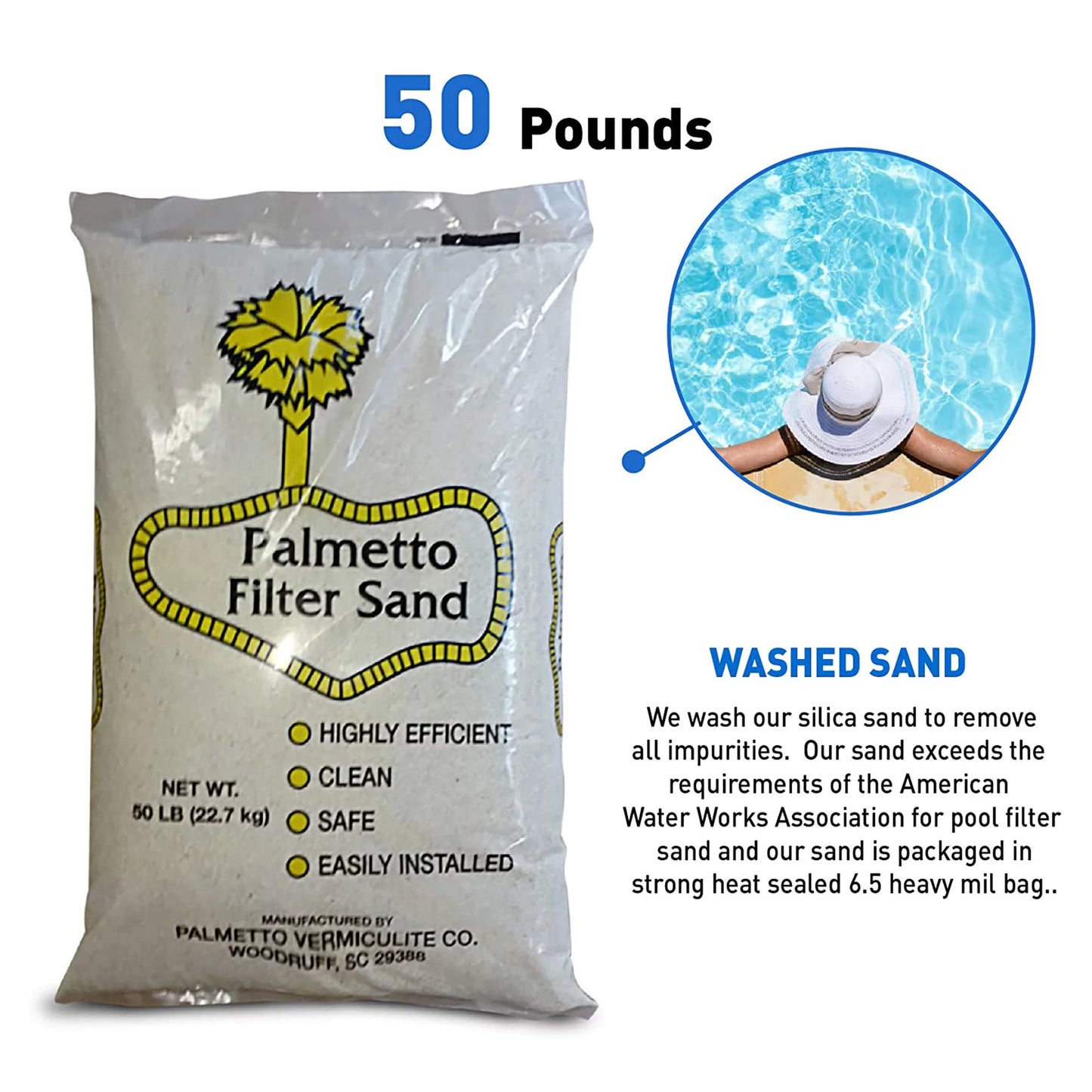 Filter Commercial for Sand Residential Pool Palmetto Pack) Filters, 50lb (2