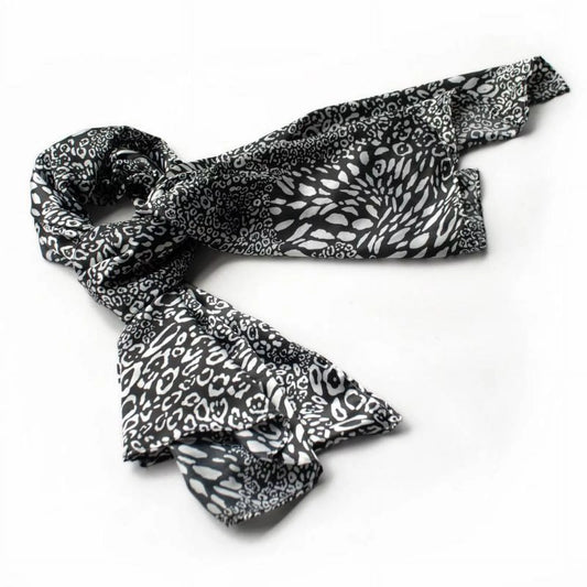 White Silk Print & Soft Distinctive Scarf/Wrap/Shawl(Large) Blancho Black Fashion Leopard Animal