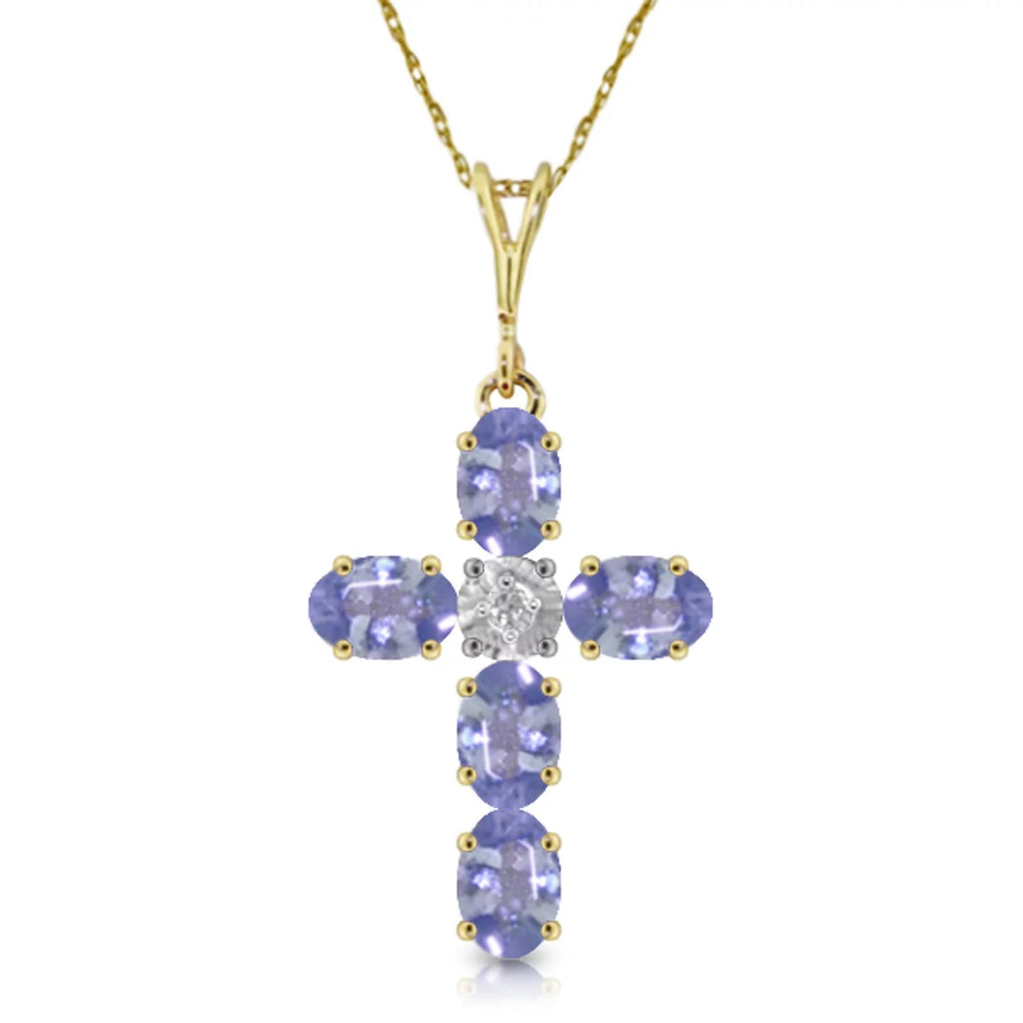 Cross Gold Tanzanite 14K CTW Necklace Natural Diamond Solid 1.75