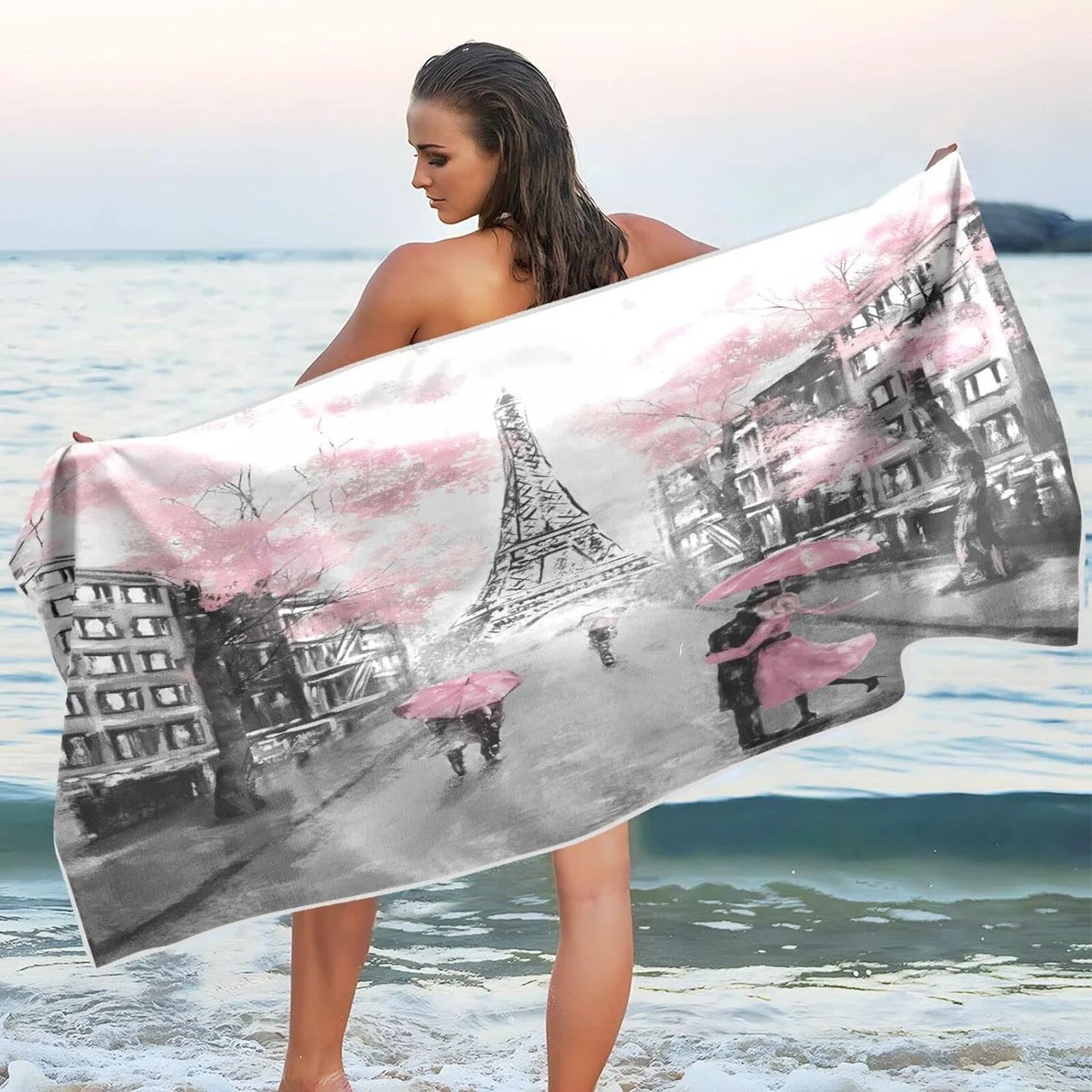 Towel Free Sand 30”X60” Beach Tower Bestwell Thin Oversized Towel Lightweight Dry Blanket, Pool Paris Romantic Swim Eiffel Towel Multipurpose Yoga Towel, Microfiber Shower Bath Quick