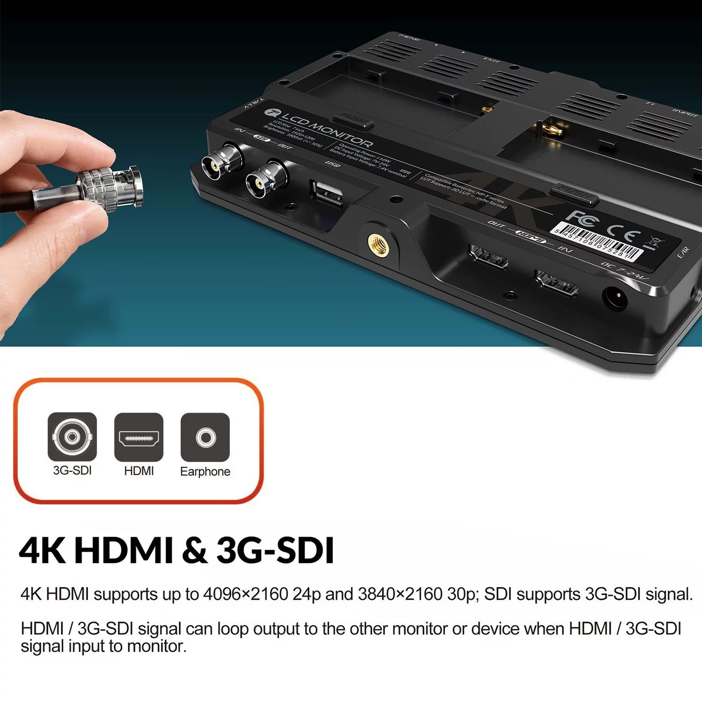 4K Ultra On- 4K- LILLIPUT 7 Photos HD Taking Monitor Movi Functions with Inch & & Support Creating Input Sunlight Resolution 3D-LUT Full for Output HDR 1800nit Viewable 3G-SDI H7S Brightness