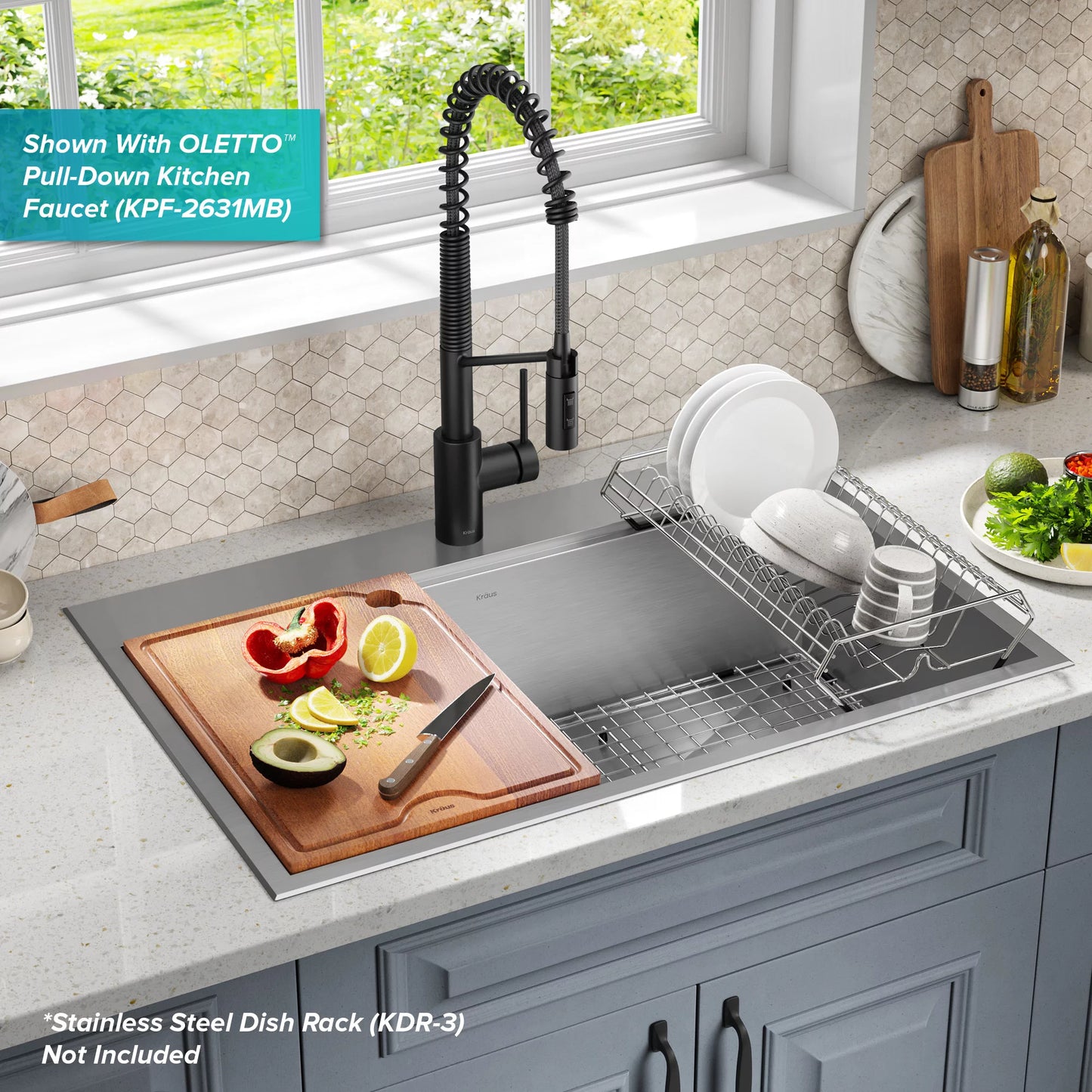 with Undermount Sink Accessories Single Drop-In / Stainless Gauge Bowl Steel in. Kore Kitchen Workstation16 33 Kraus