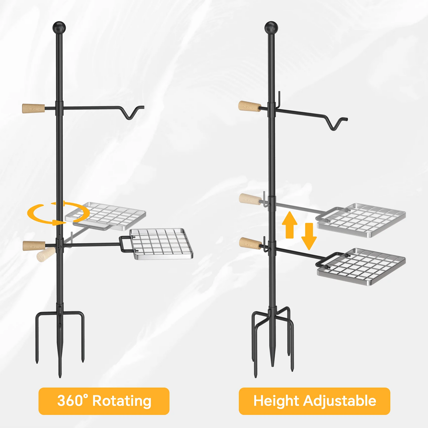 Adjustable Barbecue, Cooking Mr Height Camping IRONSTONE Campfire for Heavy - and - Perfect Rotation Handle, Steel, Grate Grill Duty and Swivel Outdoor