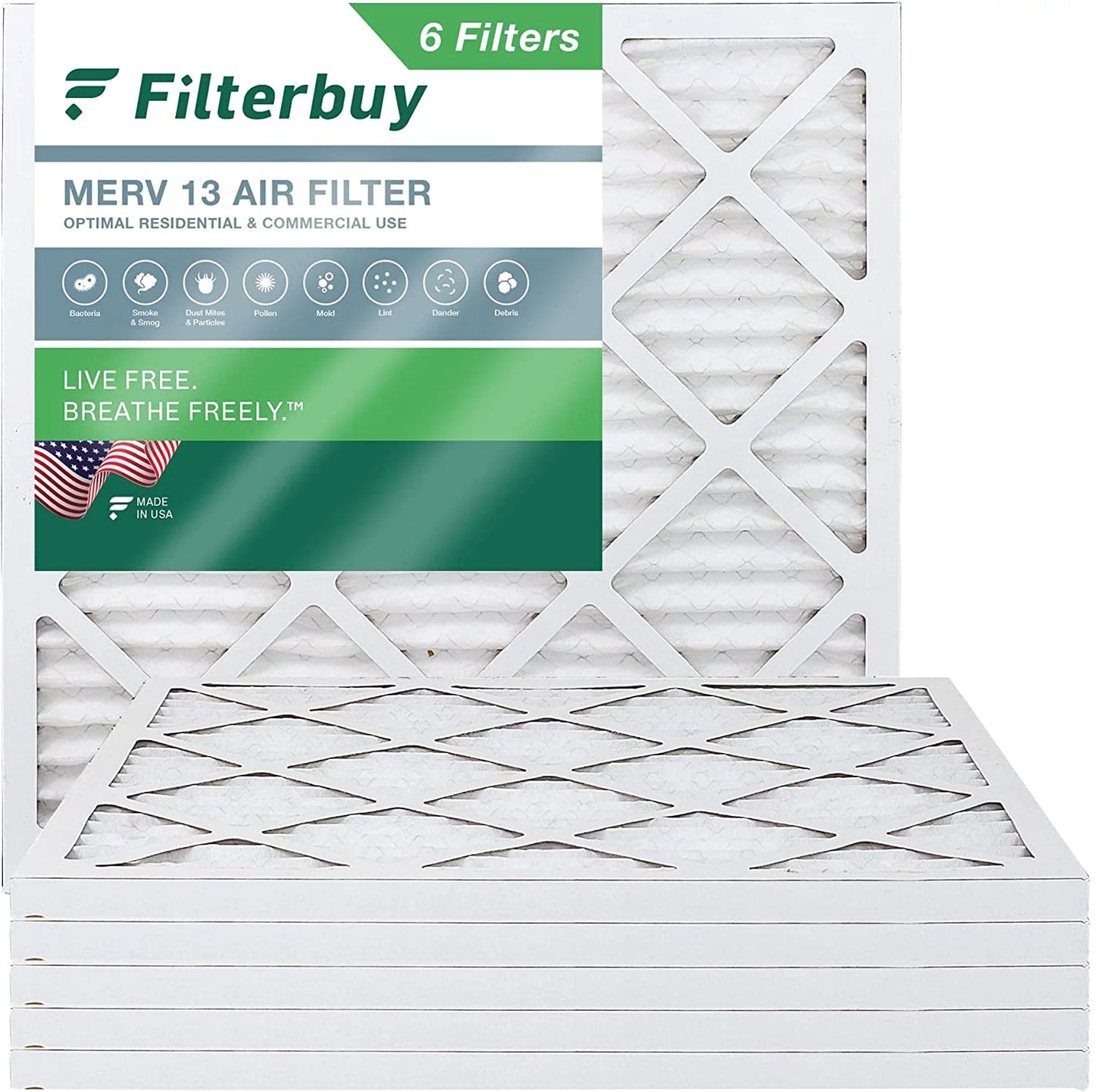 Pleated Filterbuy HVAC Furnace Air 13 (6-Pack) Filters MERV AC 30x30x1