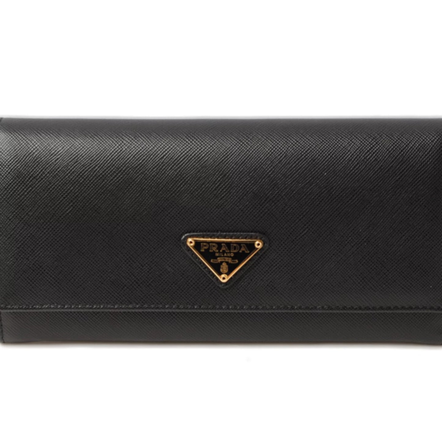 1M1132 Triangle Pass Pre-Owned New) PRADA (Like Wallet Long with Outlet Case Prada Saffiano wallet Black NERO