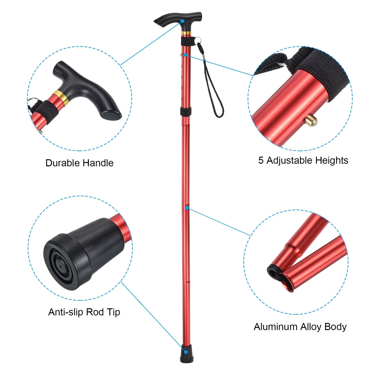 Trekking Alloy Red, Pole 2Pack Collapsible Telescopic Poles Aluminum Hiking Uxcell