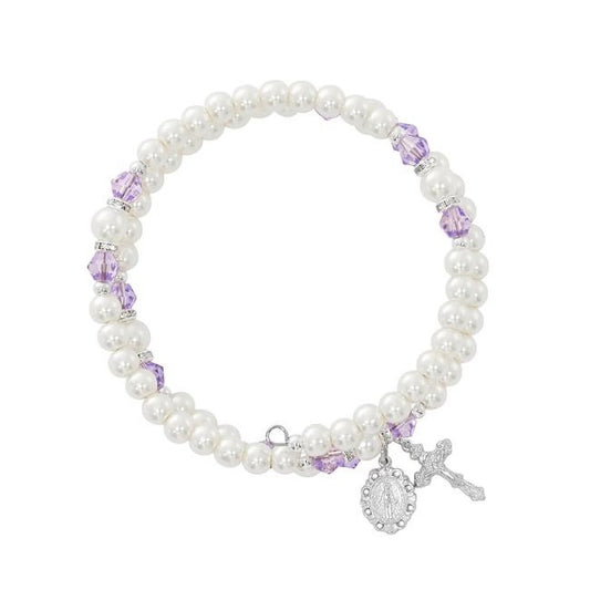 BR7AM Crystal Stretch Beads Amethyst Bracelet Mcvan June & Pearl