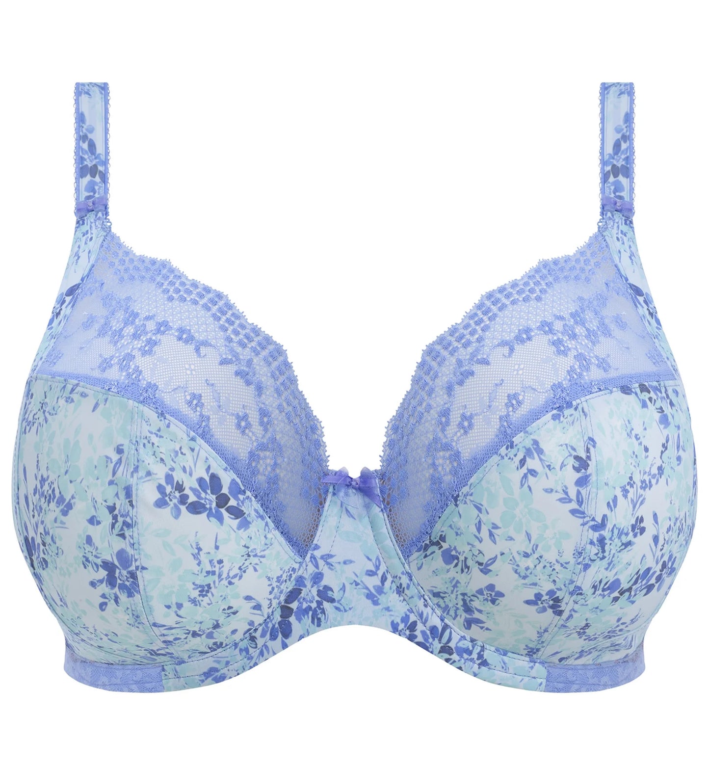 Banded Underwire Plunge Elomi (4490),42DD,Cornflower Lace Bra Lucie Stretch