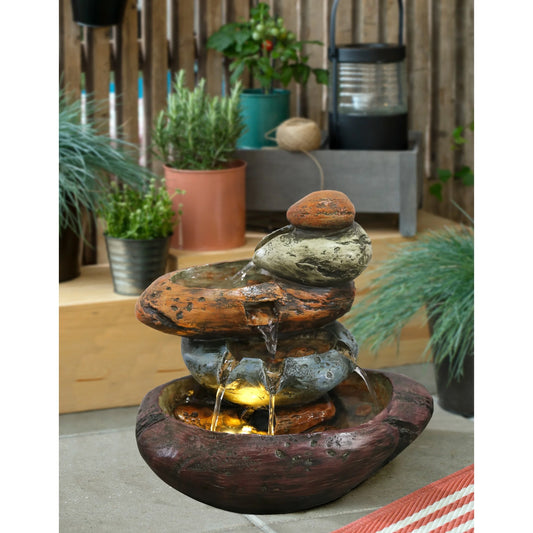 Multicolour Fountain LED Stone With Warm Lights White Tabletop