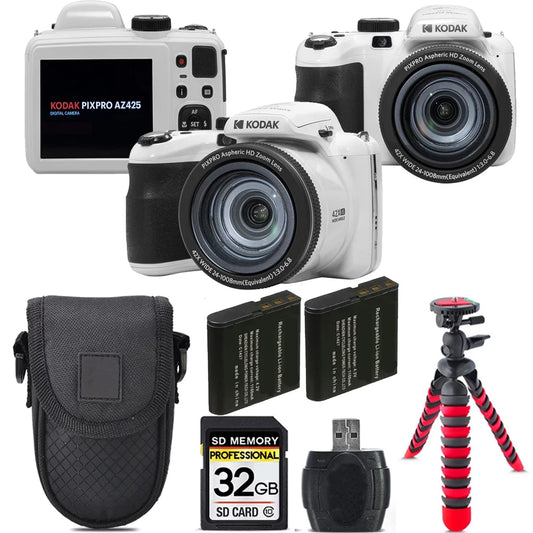 AZ425 Case -32GB (White) Kit Digital + PIXPRO Extra Camera +Tripod Battery Kodak +