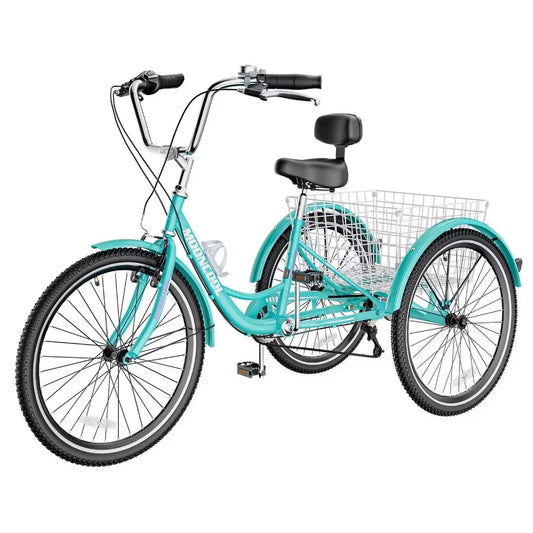 Shopping Women, Tricycle, NAIZEA Basket for Picnic 20" for 3 Large Bikes Exercise Seniors, Activities Speed 7 Cruise with Men, Outdoor Wheel Adult Trike