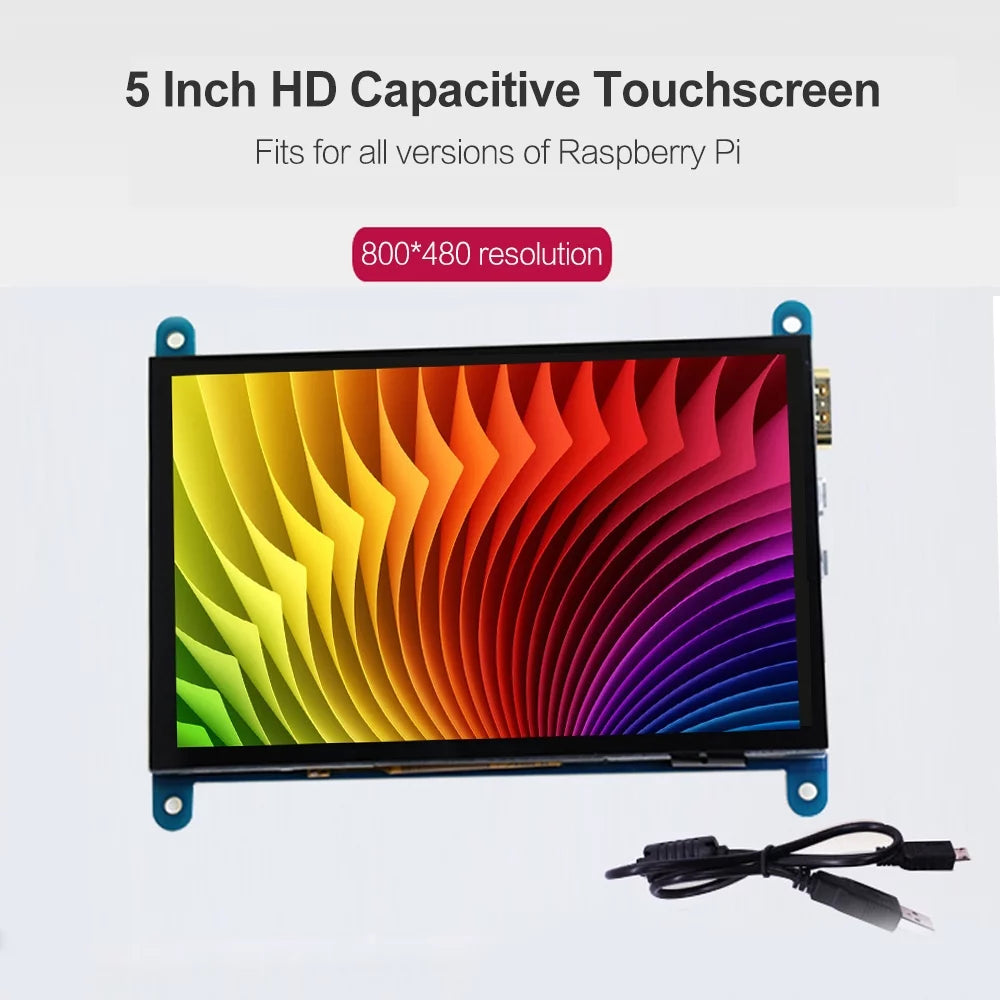 Display USB Pi Resolution Monitor Touchscreen Tool Capacitive 800*480 HD Portable with Raspberry Small HD 5 CACAGOO with Inch Interface Educational Compatible