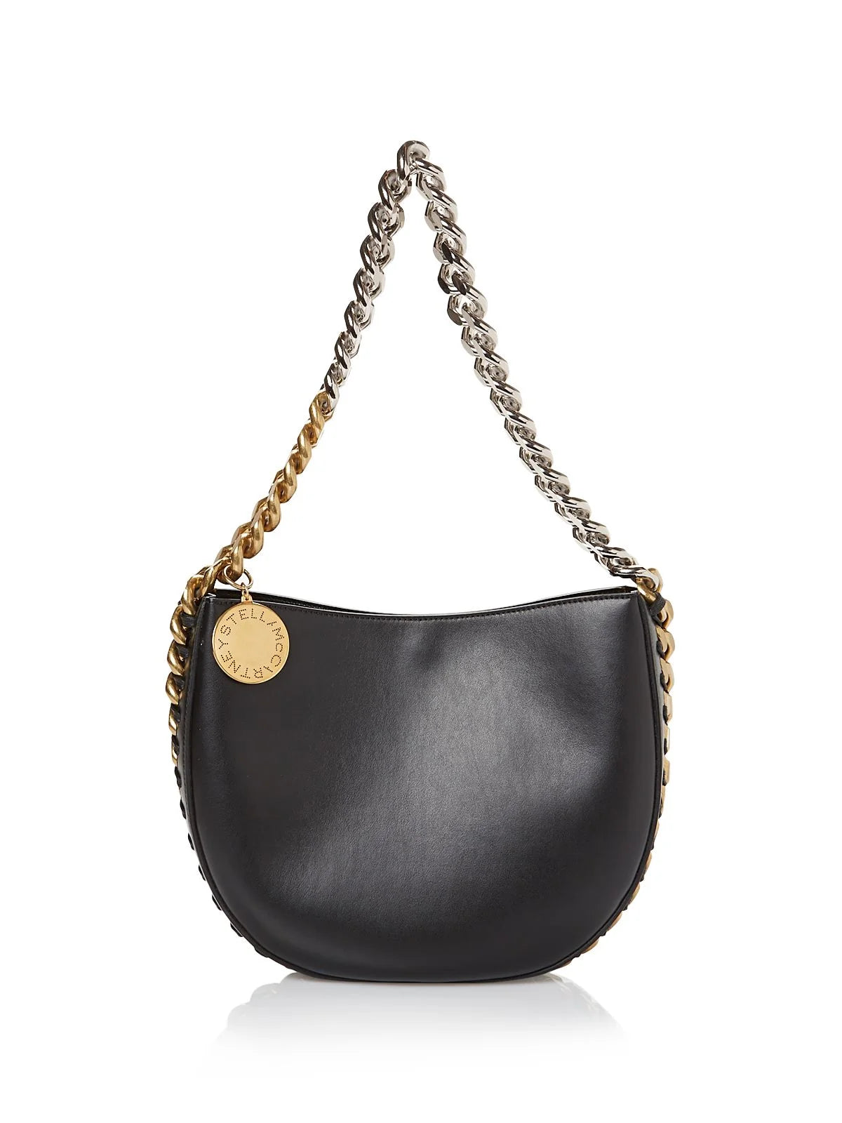 Shoulder Detail Solid Faux Strap STELLAMCCARTNEY Bag Chain Leather Chain Black Women's