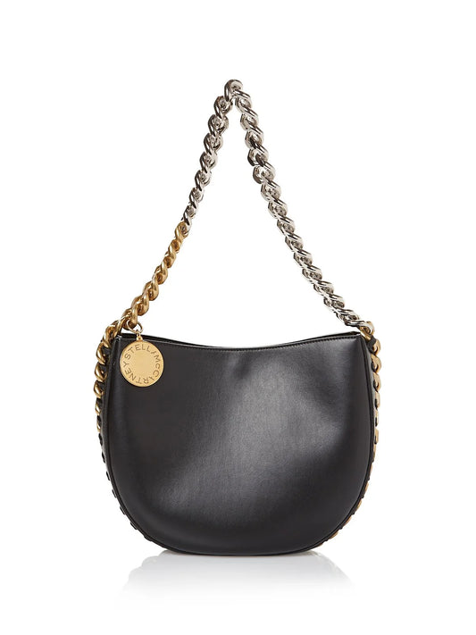 Shoulder Detail Solid Faux Strap STELLAMCCARTNEY Bag Chain Leather Chain Black Women's