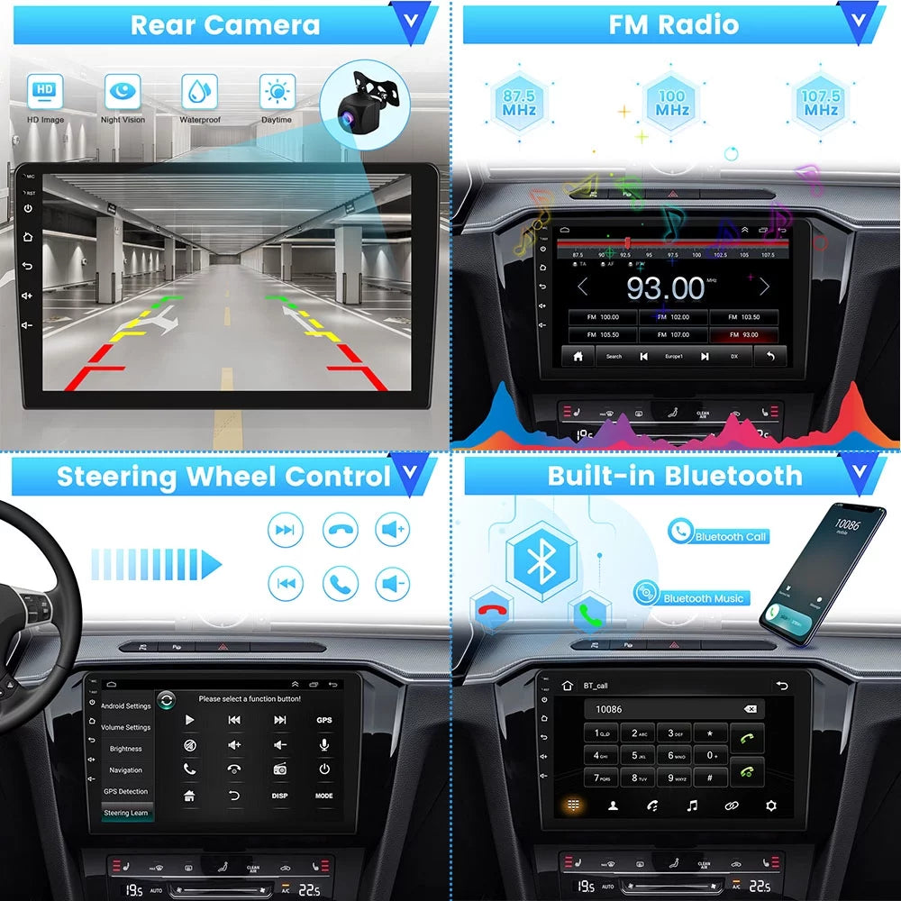 Car WIFI Toyota AHD for Podofo Radio Wireless Mirror Auto GPS 2+32G Touchscreen Backup Carplay Camry Android FM 2006-2011 Camera HD Link 1080P Stereo 9'' Hifi Bluetooth,