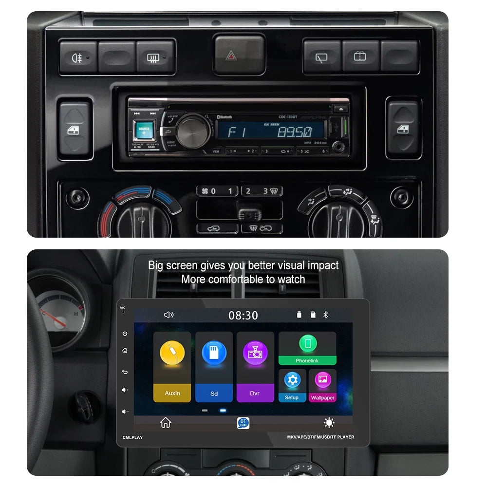 Screen USB Radio Din Android 9'' Receiver,Backup Link Car 1 Player Apple Stereo Single Multimedia Car MP5 Audio Auto Included Touch Podofo Camera Bluetooth FM Carplay Mirror HD with