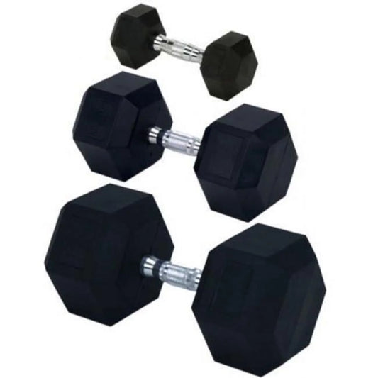 Dumbbell, Solid Hex lbs Rubber Encased 50