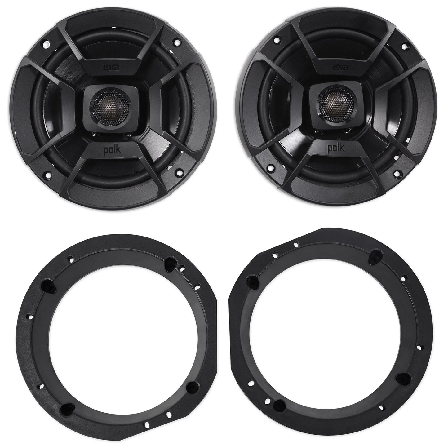 Touring 6.5" Polk Speakers w/Adapter Davidson 300w Harley Plates Audio 1998-2013