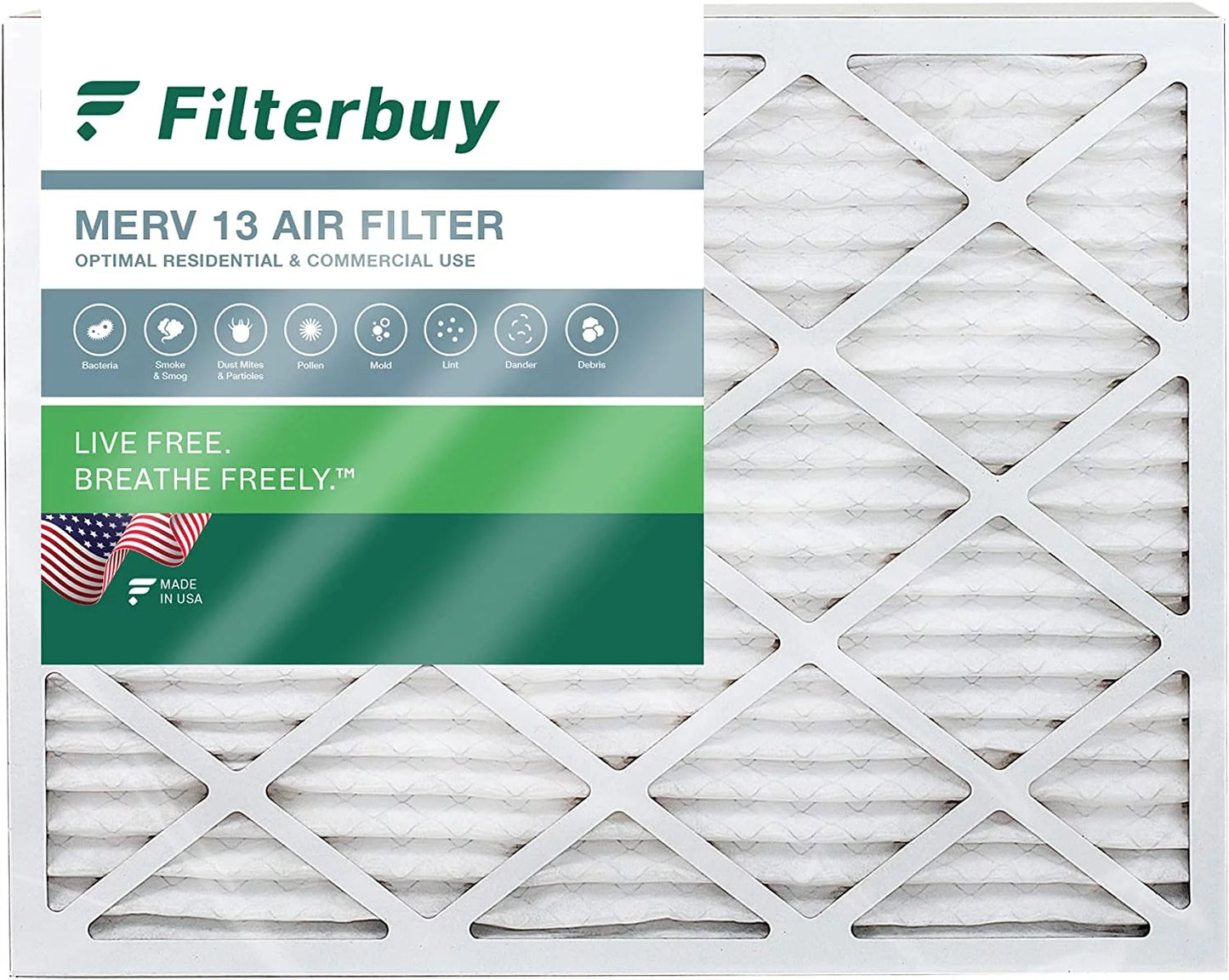 Air Pleated AC MERV HVAC Filterbuy 13 18x25x2 Filters (1-Pack) Furnace