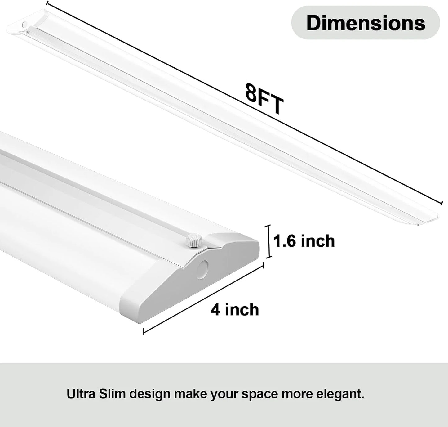 110W Equiv.], Lights, Fluorescent T8 Light QCAI Foot Garage Office Wraparound 8FT Mount [6-lamp for Commercial 4 5000K, LED 8 Pack Compact Shop 12500LM, Slim Flush Warehouse, LED Ultra Grade Strip