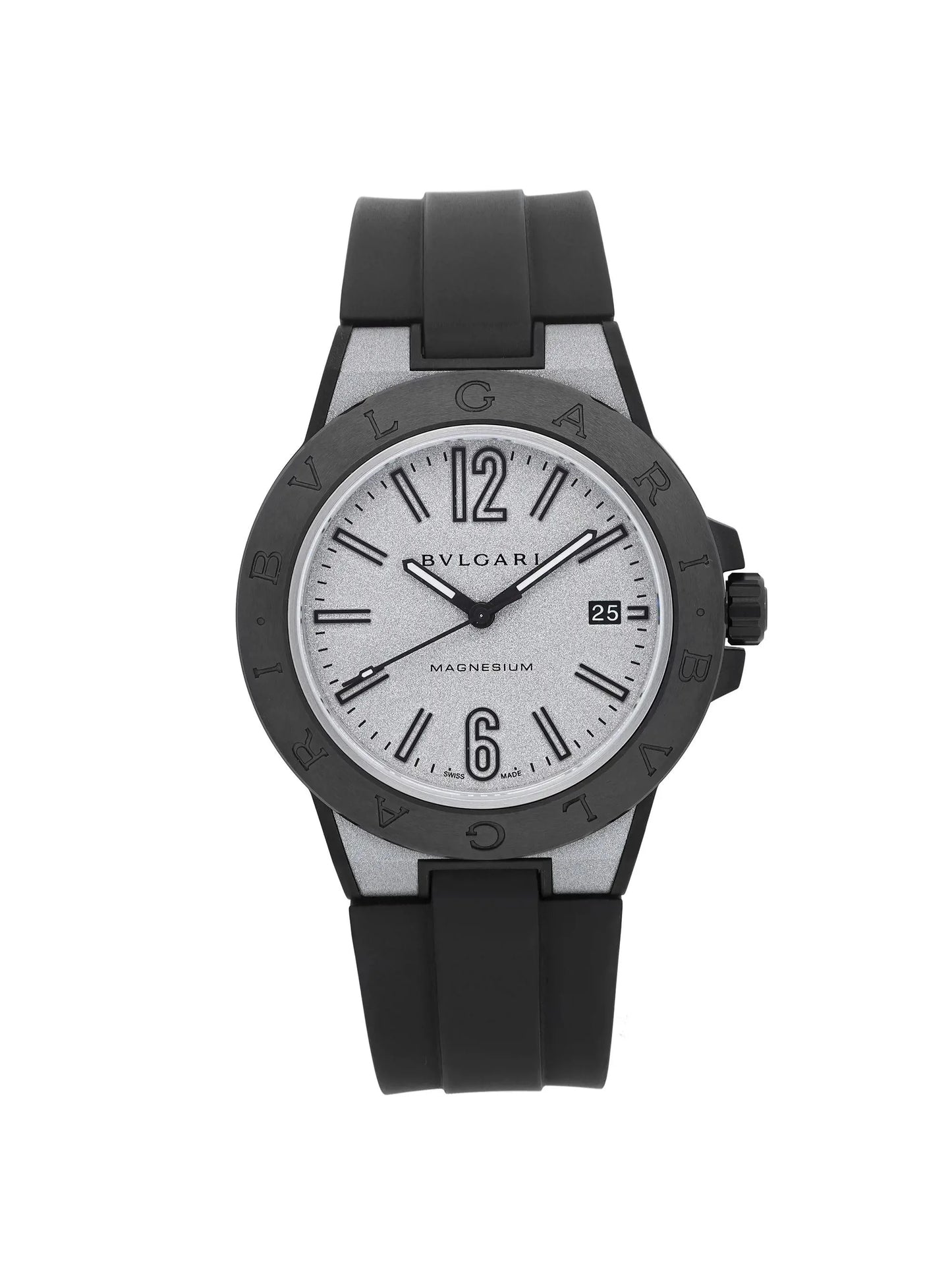 102427 Automatic Ceramic Dial Mens Bvlgari 41mm Watch Magnesium Silver Diagono