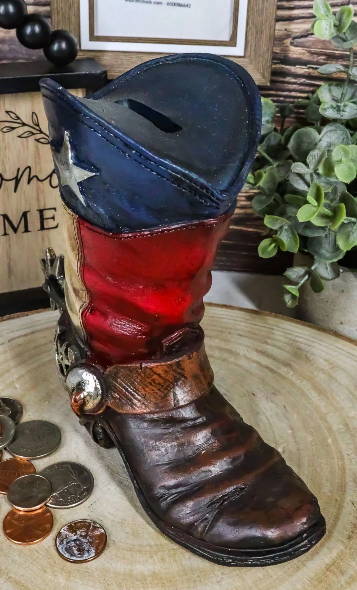 Cowboy Texas Money Patriotic Bank Rustic Western Flag Boot State Piggy Coin