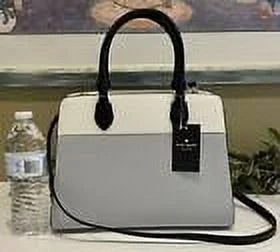 Medium Kate Leather Madison Grey Colorblock Platinum Spade Satchel Bag Purse KC621